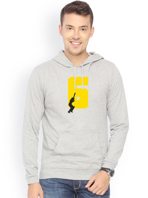 

Campus Sutra Men Grey Hooded Sweatshirt