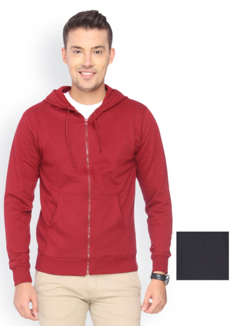 

Campus Sutra Pack of 2 Hooded Sweatshirts, Maroon