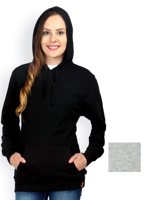 

Campus Sutra Women Pack of 2 Hooded Sweatshirts, Black