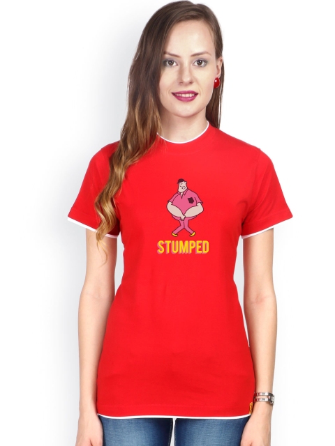 

Campus Sutra Women Red Printed T-shirt