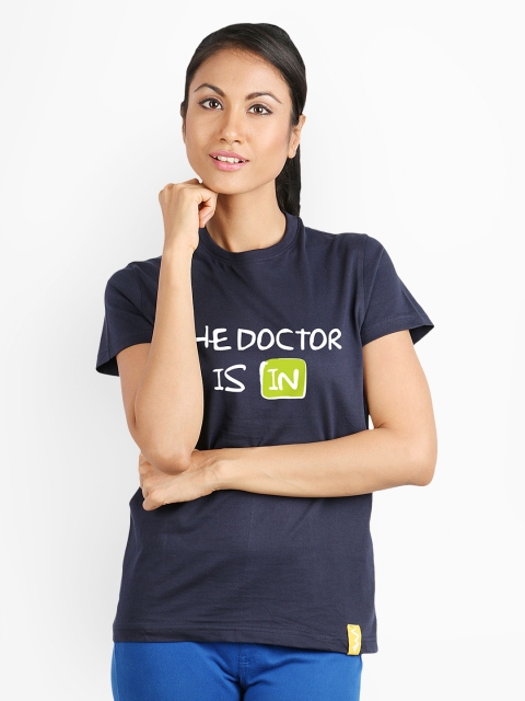 

Campus Sutra Women Navy Blue Printed T-shirt