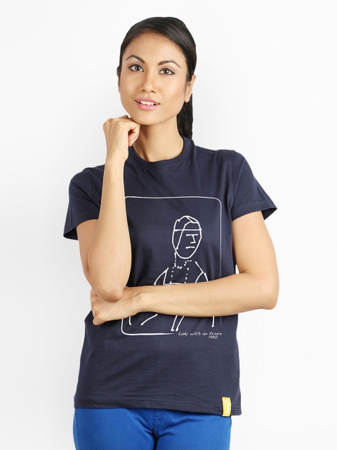 

Campus Sutra Women Blue Graphic Print T-shirt