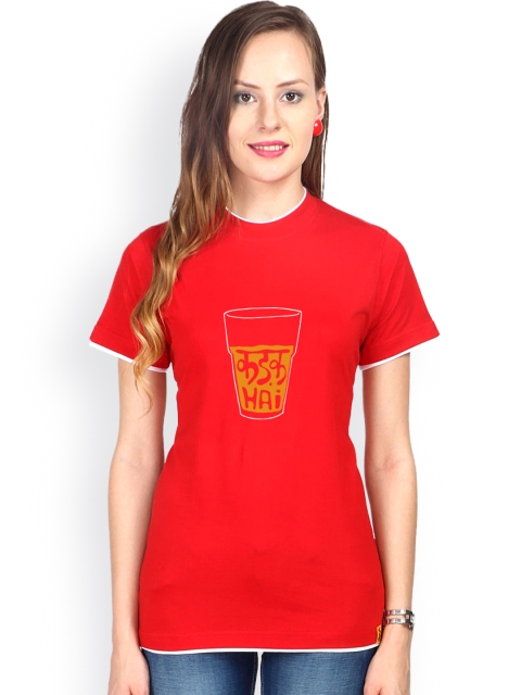 

Campus Sutra Women Red Printed T-shirt