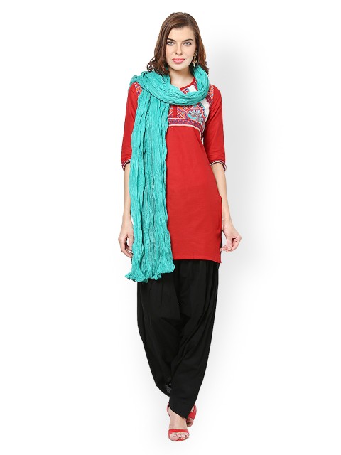 

Castle Women Turquoise Blue Cotton Dupatta