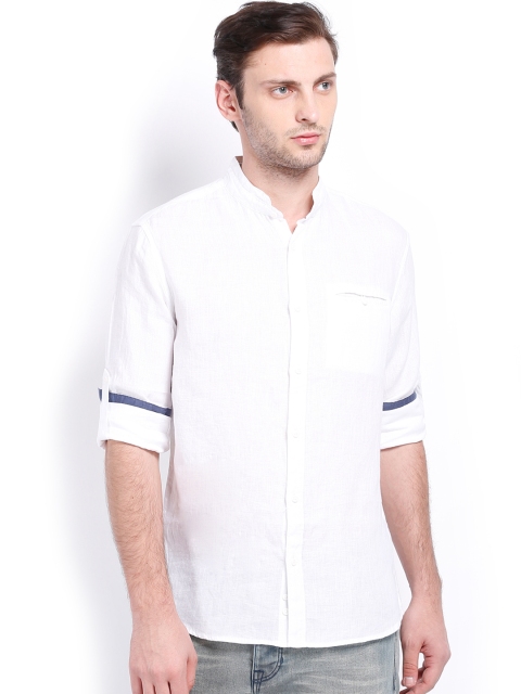 

Celio Men White Linen Casual Shirt