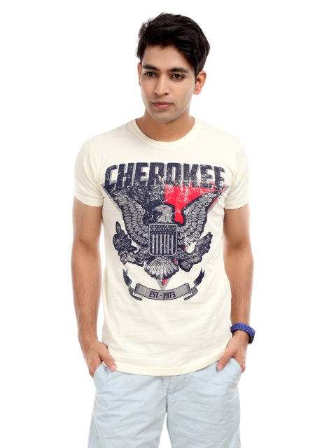 

Cherokee Men Cream Printed T-shirt