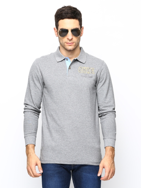 

Cherokee Men Grey Melange Polo T-shirt