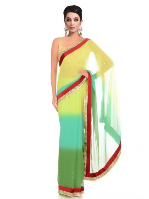 

Chhabra 555 Green Chiffon Fashion Saree