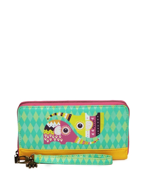 

Chumbak Women Green & Yellow Printed Wallet