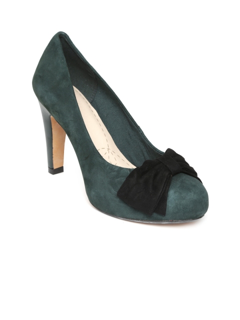 

Clarks Women Dark Green Suede Pumps