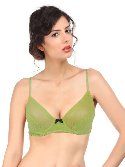 

Clovia Leaf Green Mesh Underwired Bra BR0035T44