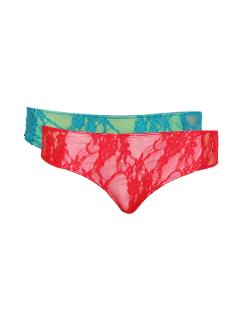 

Clovia Set of 2 Lace Briefs PN0116Q97, Red