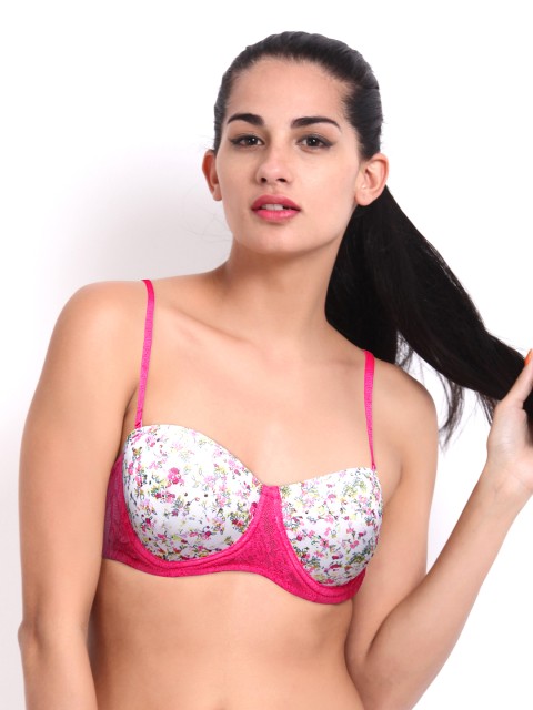 

Clovia Printed White & Pink Bra BR0032V14