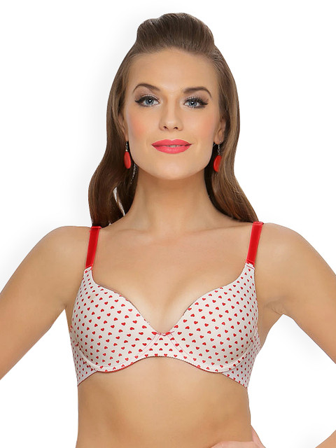 

Clovia White Printed T-shirt Bra BR0164L2532B