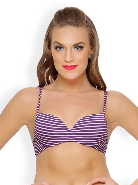 

Clovia Purple & White Striped Push Up Bra
