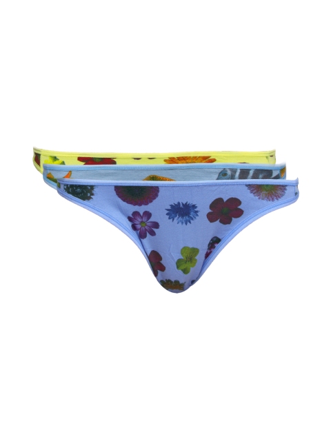 

Clovia Women Set Of 3 Printed Briefs PN0119H59, Blue