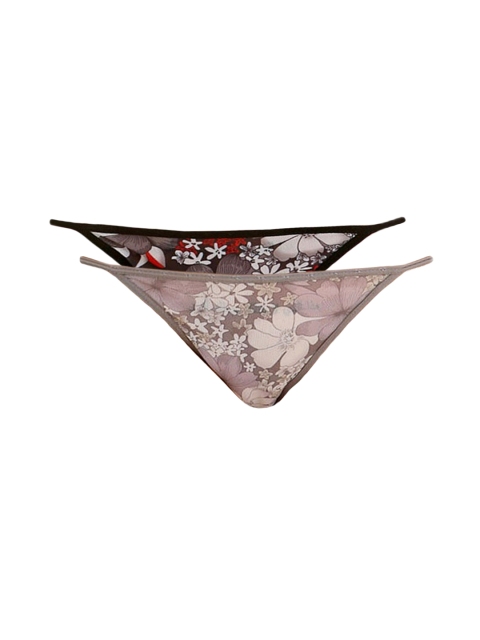 

Clovia Women Set of 2 Printed Thong Briefs PN0112Q59, Grey