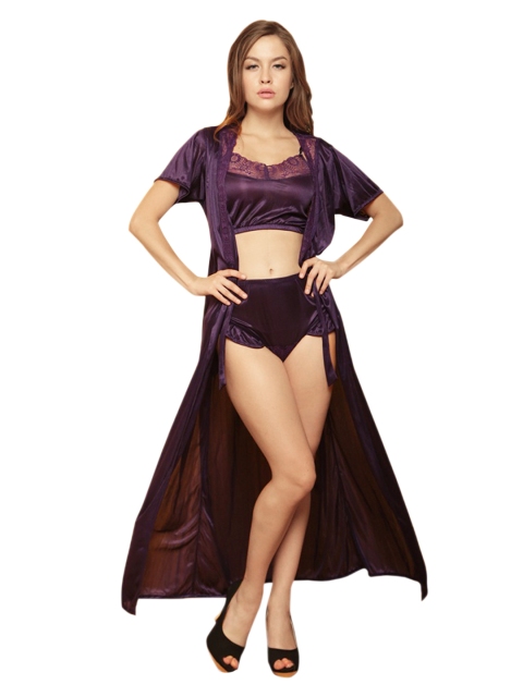 

Clovia Purple Nightdress Set NSM276G08O