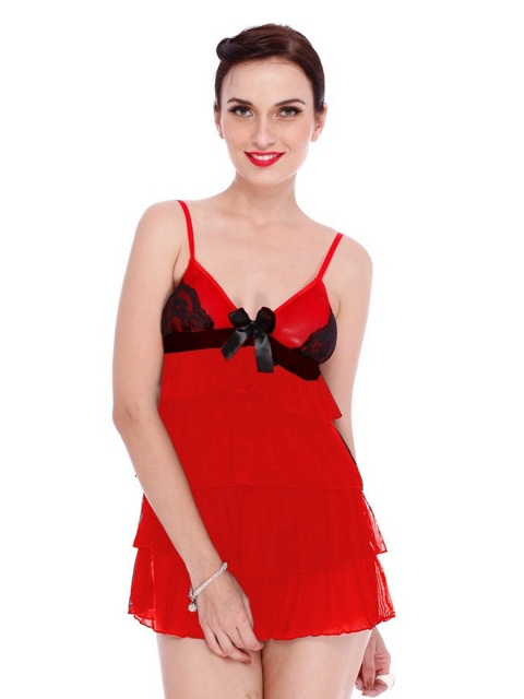 

Clovia Red Nightdress NSM048O04S