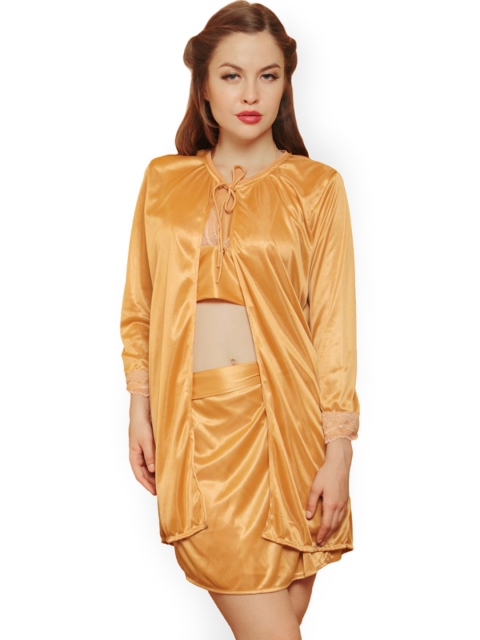 

Clovia Gold-Toned Nightdress Set NS0297P24O