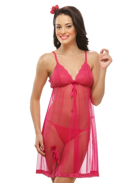 

Clovia Pink Baby-doll Nightdress NS0205M22X