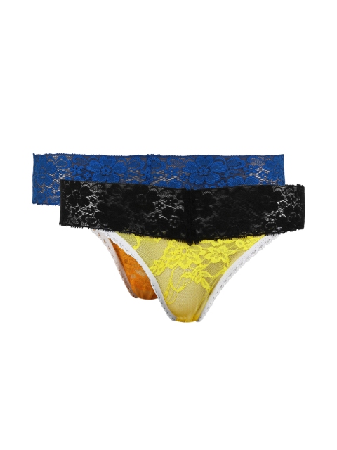 

Clovia Women SET OF 2 Lace Thong Briefs PN0047Q66, Blue