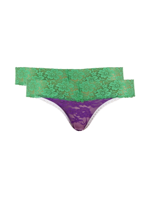 

Clovia Women SET OF 2 Lace Thong Briefs PN0047Q67, Lavender