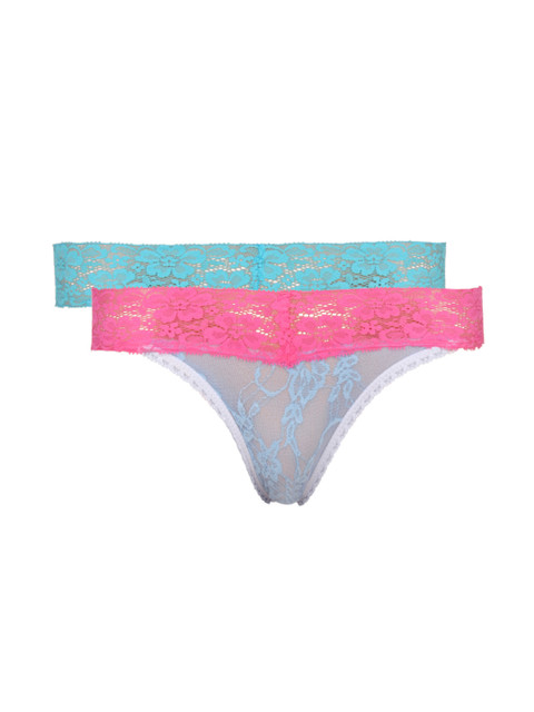 

Clovia Women Set of 2 Lace Thong Briefs PN0047Q68, Pink
