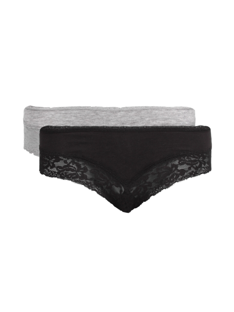 

Clovia Women Set of 2 Comfy Cotton Briefs PN0215R59, Black