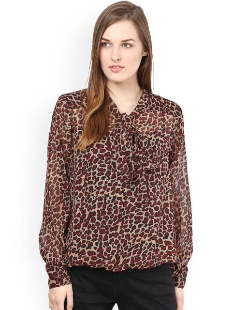 

Color Cokctail Brown Animal Print Top