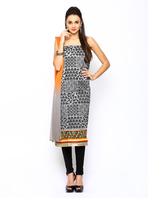 

Curtsey Grey & Orange Embroidered Unstitched Dress Material
