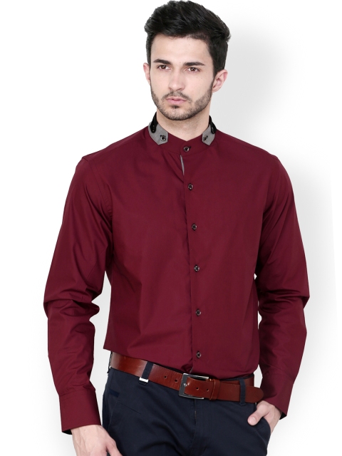 

Dazzio Maroon Slim Fit Semiformal Shirt