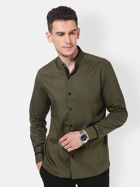 

Dazzio Men Olive Green Slim Fit Casual Shirt