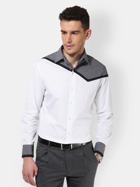

Dazzio Men White Slim Fit Casual Shirt