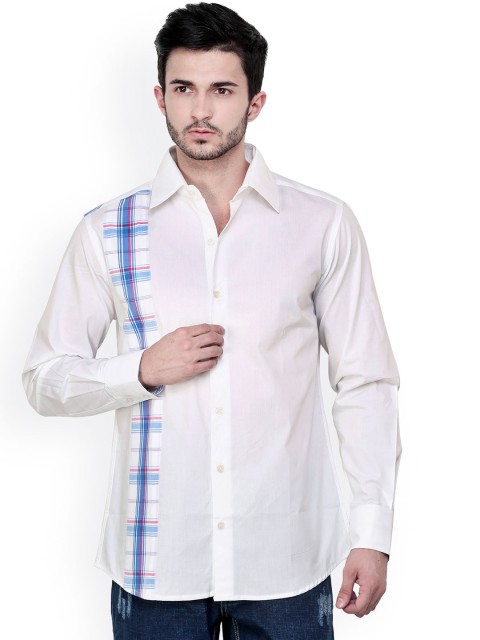 

Dazzio White Slim Fit Smart Casual Shirt