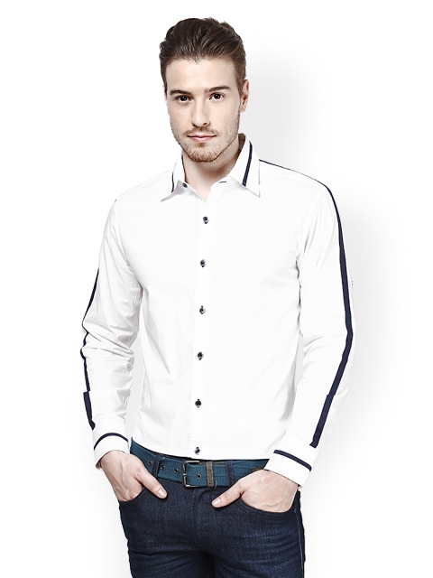 

Dazzio Men White Slim Fit Smart-Casual Shirt