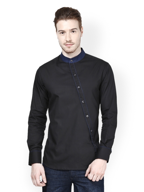 

Dazzio Men Black Slim Fit Smart-Casual Shirt