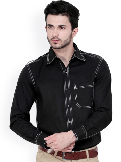 

Dazzio Black Slim Fit Smart Casual Shirt