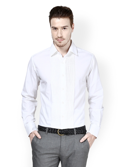 

Dazzio Men White Slim Fit Smart-Casual Shirt