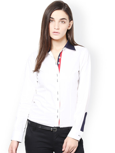 

Dazzio Women White Formal Shirt