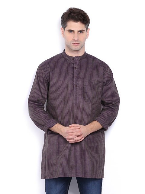 

Dennis Morton Men Purple Striped Kurta
