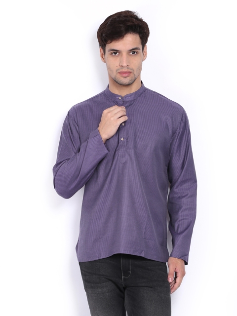 

Dennis Morton Men Purple & Black Striped Short Kurta