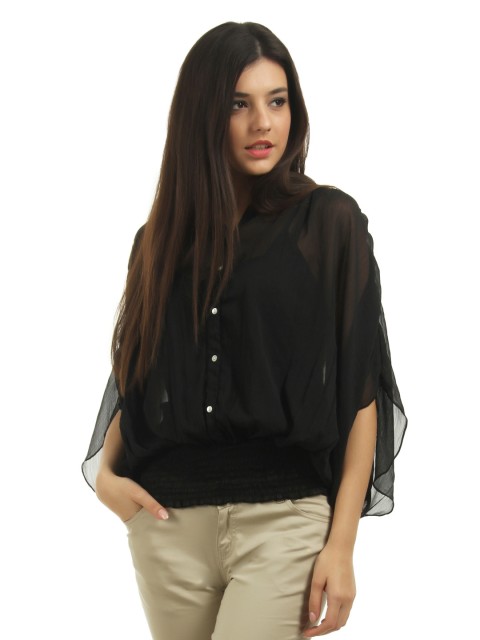 

DressBerry Women Black Oversized Top