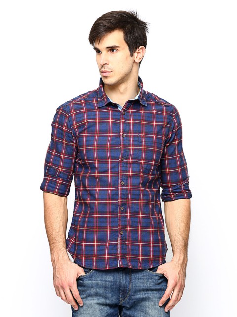 

Ed Hardy Men Blue & Red Checked Casual Shirt