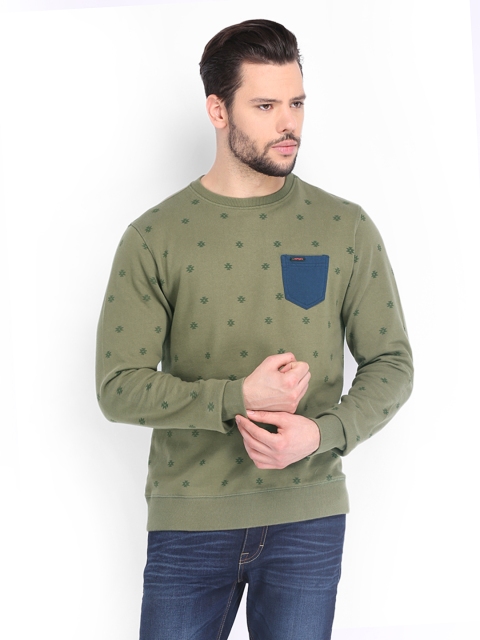 

Ed Hardy Men Olive Green Printed Sweatshirt