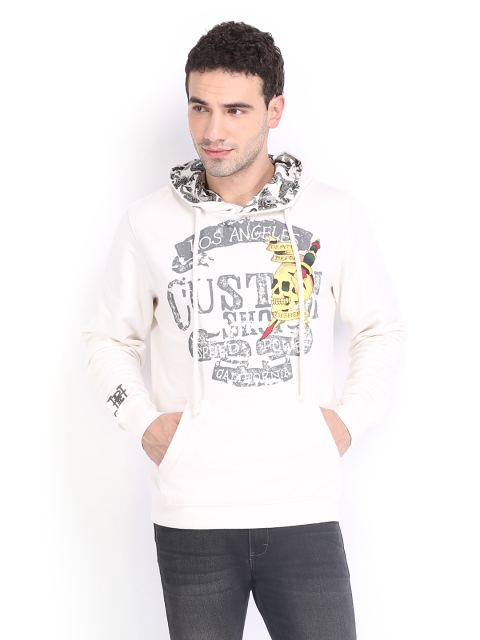 

Ed Hardy Men White Printed Hooded Sweatshirt