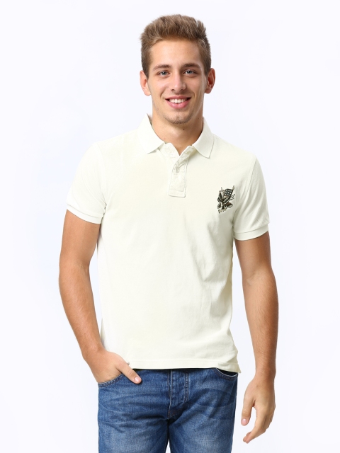 

Ed Hardy Men Off-White Polo Pure Cotton T-shirt