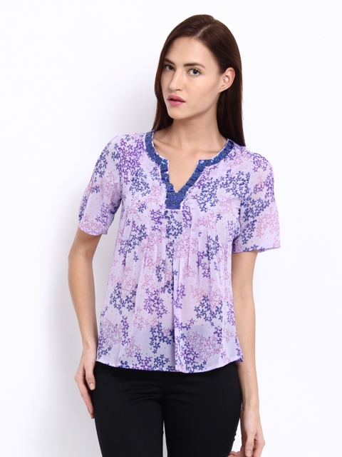 

ELLE Women Lavender Floral Print Top