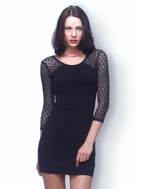 

FabAlley Black Lace Side Bodycon Dress