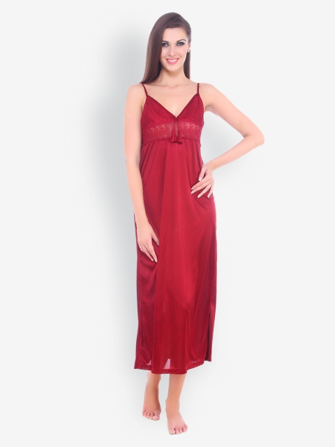 

Fasense Maroon Maxi Nightdress Set